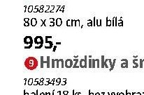 Polička 80 x 30 cm, alu bílá