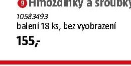Hmoždinky a šroubky balení 18 ks, bez vyobrazení
