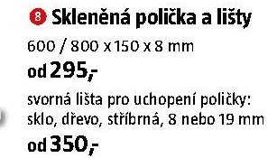 Skleněná polička a lišty