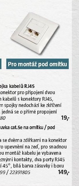 Zásuvka cat.5e na omítku / pod omítku