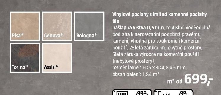 Vinylové podlahy s imitací kamenné podlahy tile