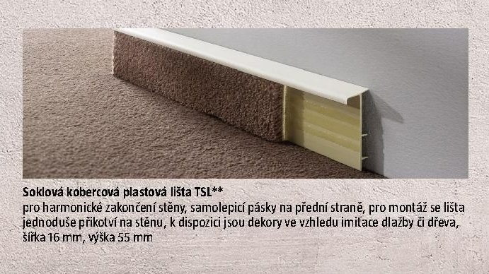 Soklová kobercová plastová lišta TSL**