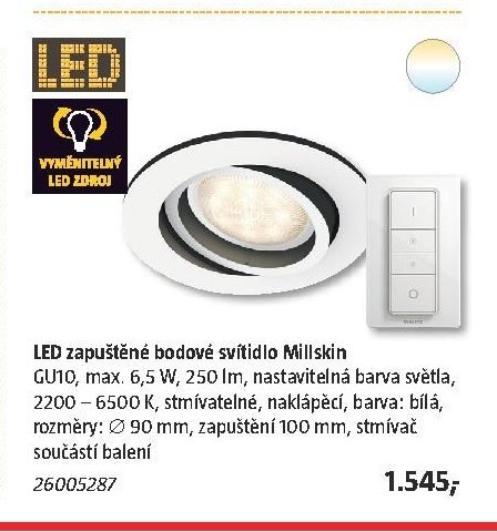 LED zapuštěné bodové svítidlo Millskin