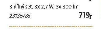 3-dílný set, 3x 2,7 W, 3x 300 lm