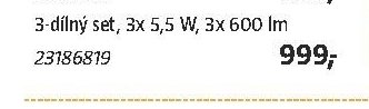 3-dílný set, 3x 5,5 W, 3x 600 lm
