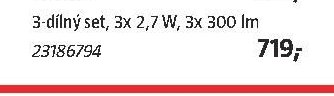 3-dílný set, 3x 2,7 W, 3x 300 lm