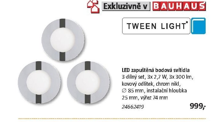 LED zapuštěná bodová svítidla 3-dílný set