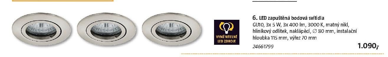 6. LED zapuštěná bodová svítidla