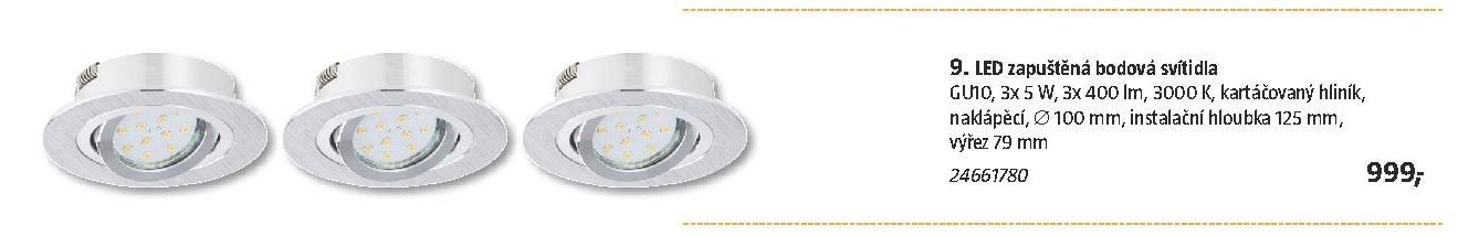 9. LED zapuštěná bodová svítidla