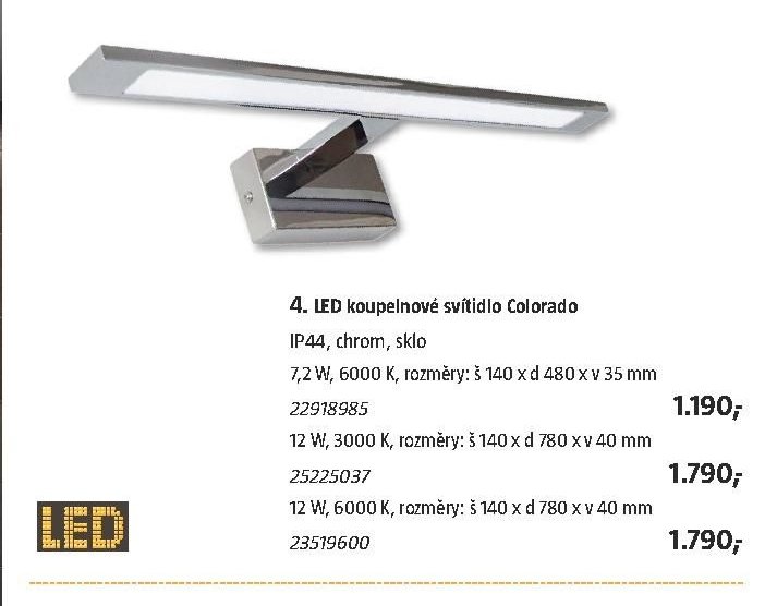 4. LED koupelnové svítidlo Colorado