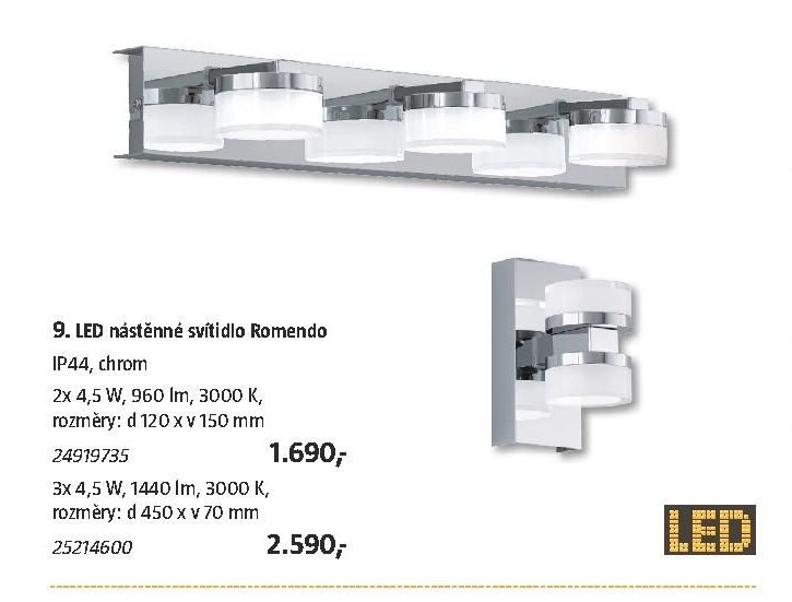 9. LED nástěnné svítidlo Romendo