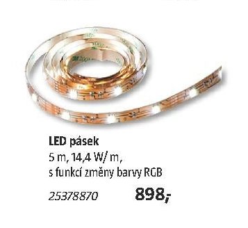 LED pásek 5 m, 14,4 W/m, s funkcí změny barvy RGB