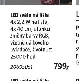 LED světelná lišta 4x 2,2 W, 40 cm