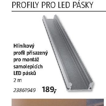 Hliníkový profil přisazený pro montáž samolepicích LED pásků