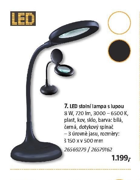7. LED stolní lampa s lupou
