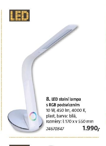 8. LED stolní lampa s RGB podsvícením