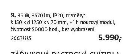 36 W, 3570 lm, 150x1250x70 mm