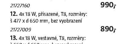 Zářivkové rastrové svítidlo 4x18 W