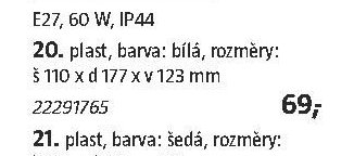 20. Svítidlo Ovál, plast, bílá
