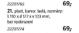 21. Svítidlo Ovál, plast, šedá