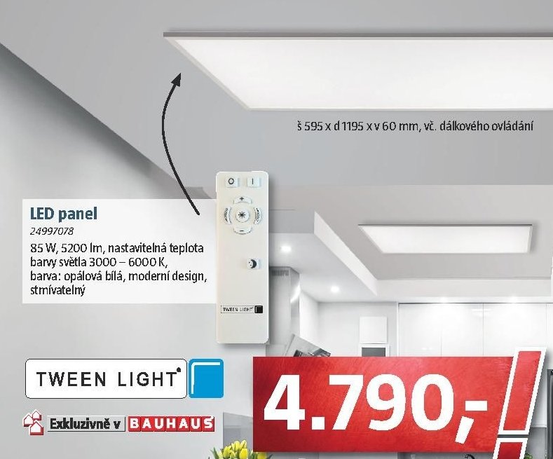 LED panel (š 595 x d 1195 x v 60 mm, vč. dálkového ovládání)