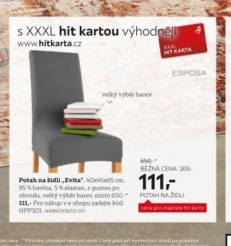 Potah na židli 'Evita'