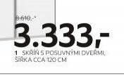 1 SKŘÍŇ S POSUVNÝMI DVEŘMI, ŠÍŘKA CCA 120 CM