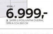 3 SKŘÍŇ S POSUVNÝMI DVEŘMI, ŠÍŘKA CCA 260 CM