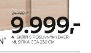 4 SKŘÍŇ S POSUVNÝMI DVEŘMI, ŠÍŘKA CCA 250 CM