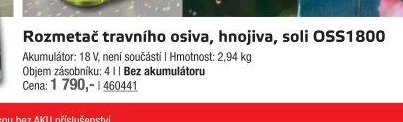 Rozmetač travního osiva, hnojiva, soli OSS1800