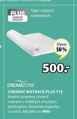 DREAMZONE CHRÁNIČ MATRACE PLUS T15