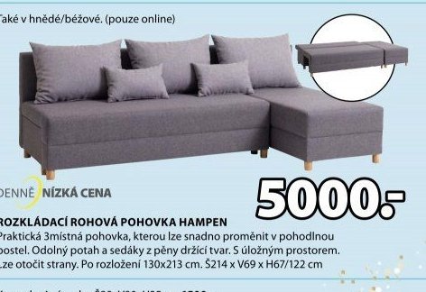 Rozkládací rohová pohovka Hampen
