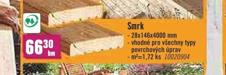 Smrk 28x146x4000 mm