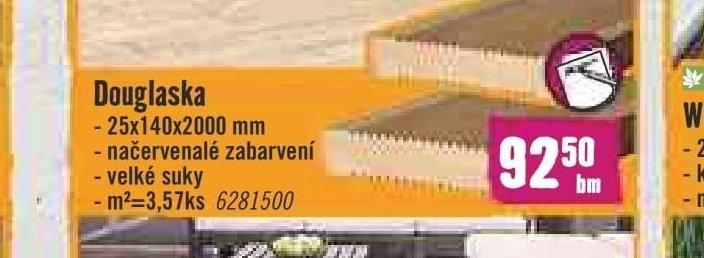 Douglaska 25x140x2000 mm