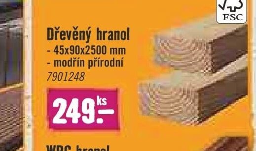 Dřevěný hranol 45x90x2500 mm