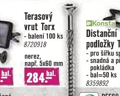Terasový vrut Torx 100 ks