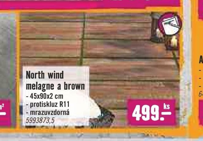 North wind melagne a brown 45x90x2 cm
