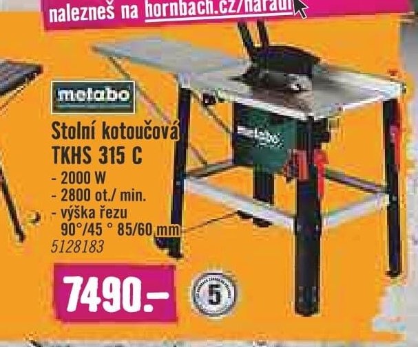 Stolní kotoučová pila Metabo TKHS 315 C