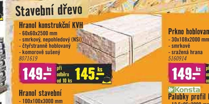 Hranol konstrukční KVH