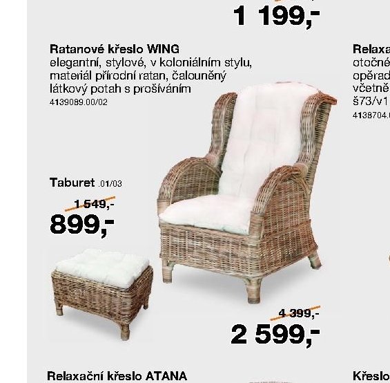 Ratanové křeslo WING