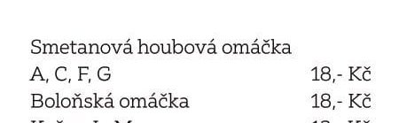 Smetanová houbová omáčka A, C, F, G