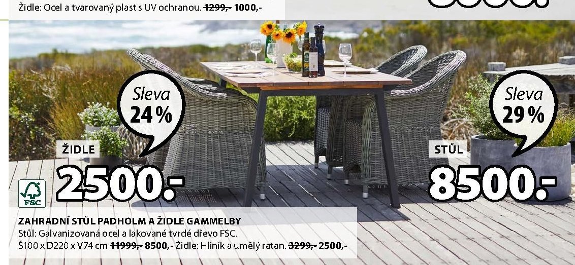 ZAHRADNÍ STŮL PADHOLM A ŽIDLE GAMMELBY