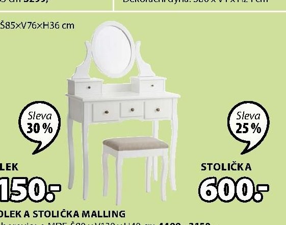 TOALETNÍ STOLEK A STOLIČKA MALLING