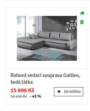 Rohová sedací souprava Galileo, šedá látka