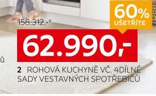 2: ROHOVÁ KUCHYNĚ VČ. 4DÍLNÉ SADY VESTAVNÝCH SPOTŘEBIČŮ