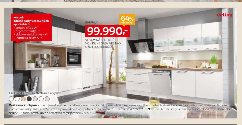 Vestavná kuchyně včetně 4dílné sady vestavných spotřebičů