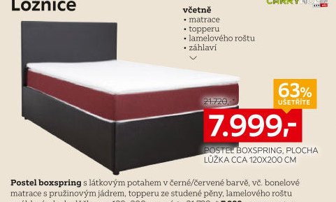 Postel boxspring, plocha lůžka cca 120x200 cm
