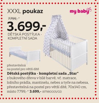 Dětská postýlka - kompletní sada „Star“