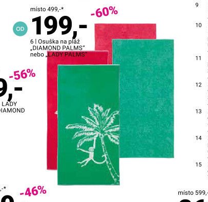 Osuška na pláž DIAMOND PALMS nebo LADY PALMS