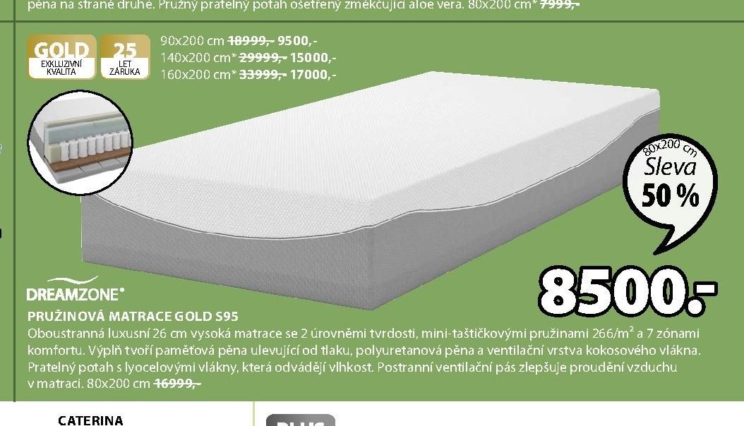 Pružinová matrace GOLD S95